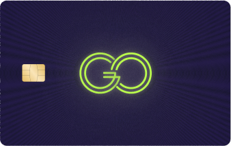 Original GODL Pay purple GO card with electric-lime monogram